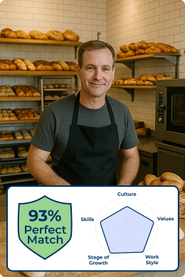 Man with blueprints; 87% match for builders business sale